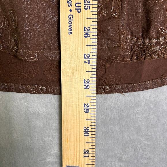 Wrangler Pearl Snap Shirt Womens Large Brown All Over Embroidered Sparkle Snaps - Picture 6 of 6